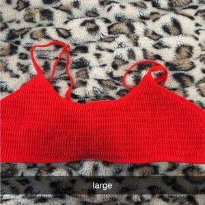 Vibrant Red Textured Bikini Top